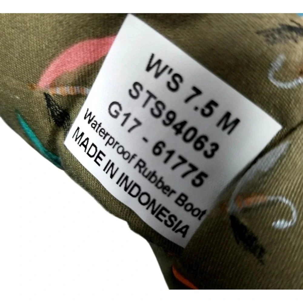 Sperry Saltwater Quilted Nylon Waterproof Rubber Boots Sz 7.5 Normcore‎ Utility